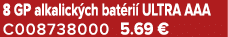 8 GP alkalick ch bat ri ULTRA AAA C008738000 5.69 €