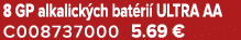 8 GP alkalick ch bat ri ULTRA AA C008737000 5.69 €