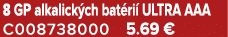8 GP alkalick ch bat ri ULTRA AAA C008738000 5.69 €